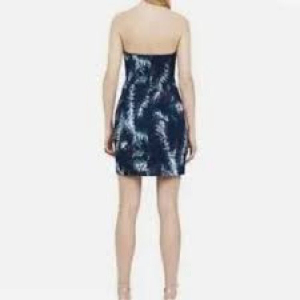 Club Monaco Nelly Strapless Mini Dress With Pockets Blue Pattern Sz 0 - Picture 3 of 15